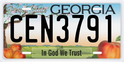 GA license plate CEN3791