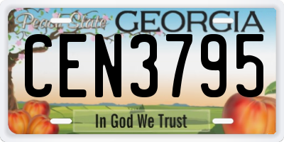 GA license plate CEN3795