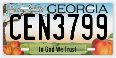 GA license plate CEN3799