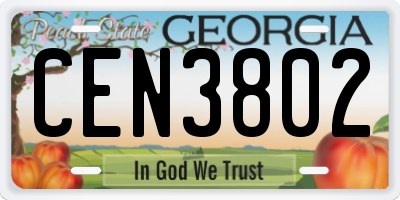 GA license plate CEN3802