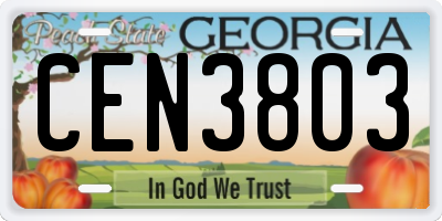 GA license plate CEN3803