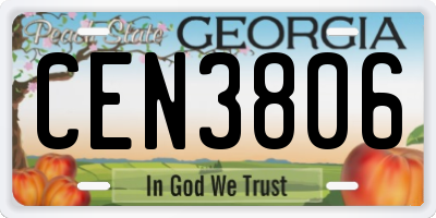 GA license plate CEN3806