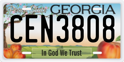 GA license plate CEN3808