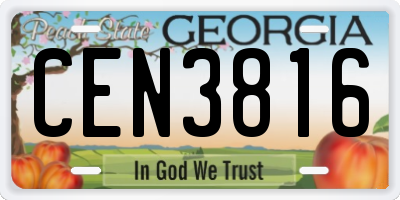 GA license plate CEN3816