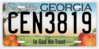 GA license plate CEN3819