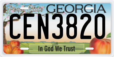 GA license plate CEN3820