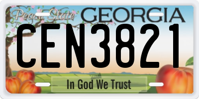 GA license plate CEN3821