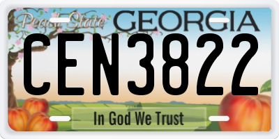 GA license plate CEN3822