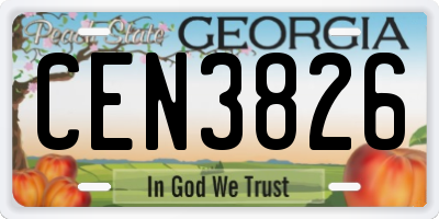 GA license plate CEN3826
