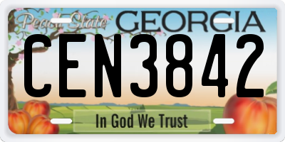 GA license plate CEN3842