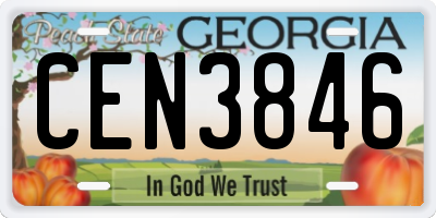 GA license plate CEN3846