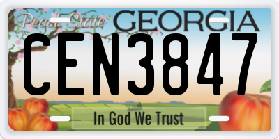 GA license plate CEN3847