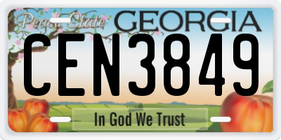 GA license plate CEN3849