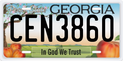 GA license plate CEN3860