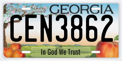 GA license plate CEN3862