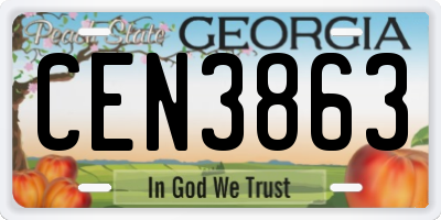 GA license plate CEN3863