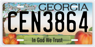 GA license plate CEN3864