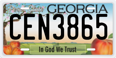GA license plate CEN3865