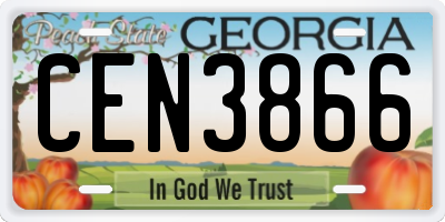 GA license plate CEN3866