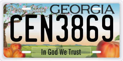 GA license plate CEN3869