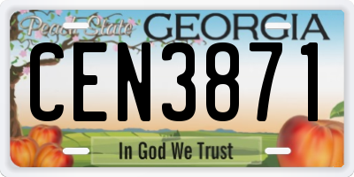 GA license plate CEN3871