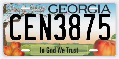 GA license plate CEN3875