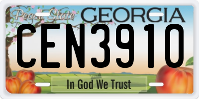 GA license plate CEN3910