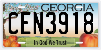 GA license plate CEN3918