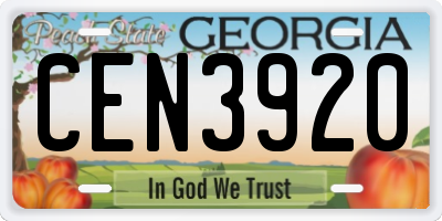 GA license plate CEN3920