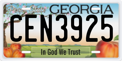 GA license plate CEN3925