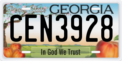 GA license plate CEN3928