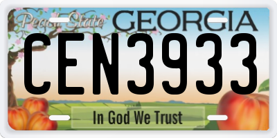 GA license plate CEN3933