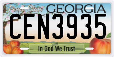 GA license plate CEN3935