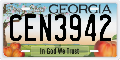 GA license plate CEN3942