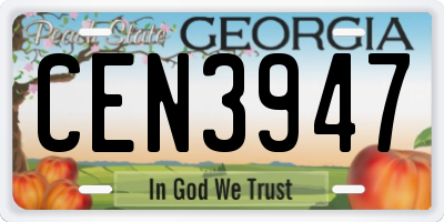 GA license plate CEN3947