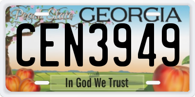 GA license plate CEN3949