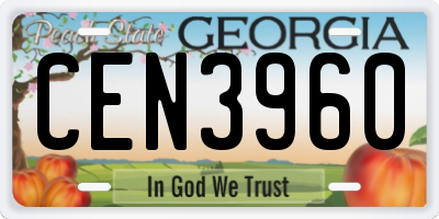 GA license plate CEN3960