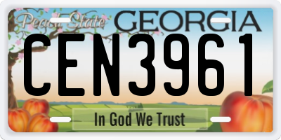 GA license plate CEN3961