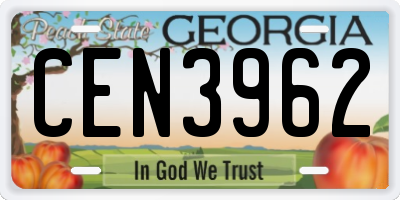 GA license plate CEN3962
