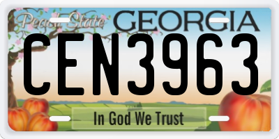 GA license plate CEN3963