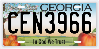 GA license plate CEN3966