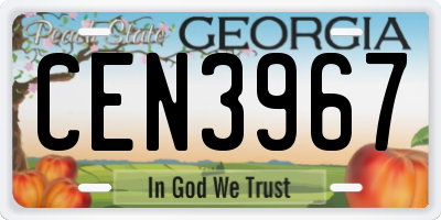 GA license plate CEN3967