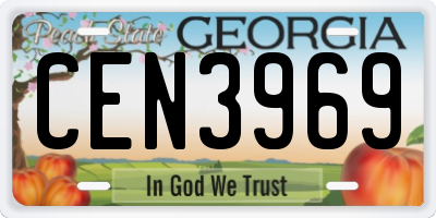 GA license plate CEN3969
