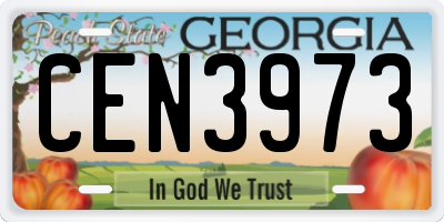 GA license plate CEN3973