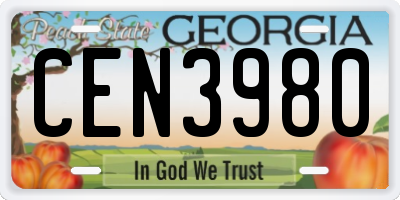 GA license plate CEN3980