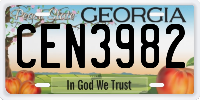 GA license plate CEN3982