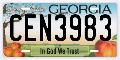 GA license plate CEN3983