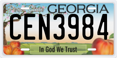 GA license plate CEN3984