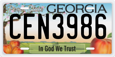 GA license plate CEN3986