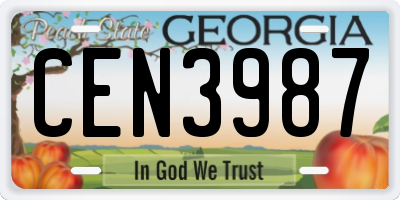 GA license plate CEN3987